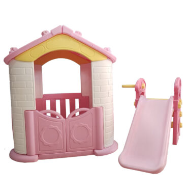 comba casa + resbaladera rosa
