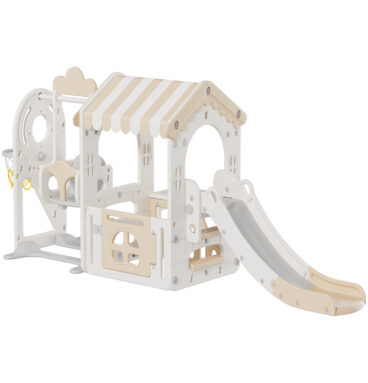 Casita de ensueño con tobogan y columpio